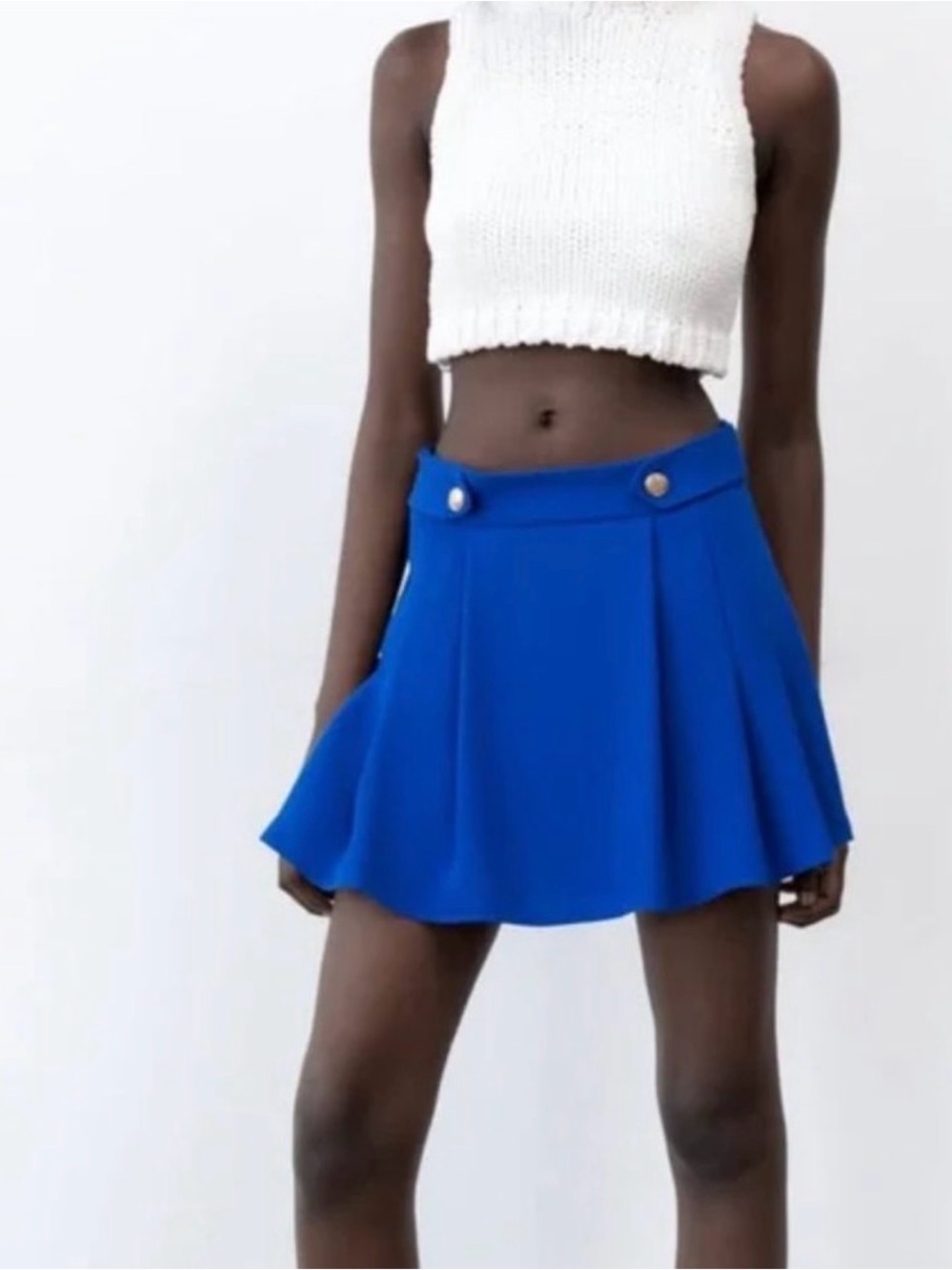 Zara Blue Skort Gold Button Size Small